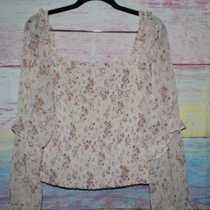 Plus Size Crop Off Shoulder Peasant Top